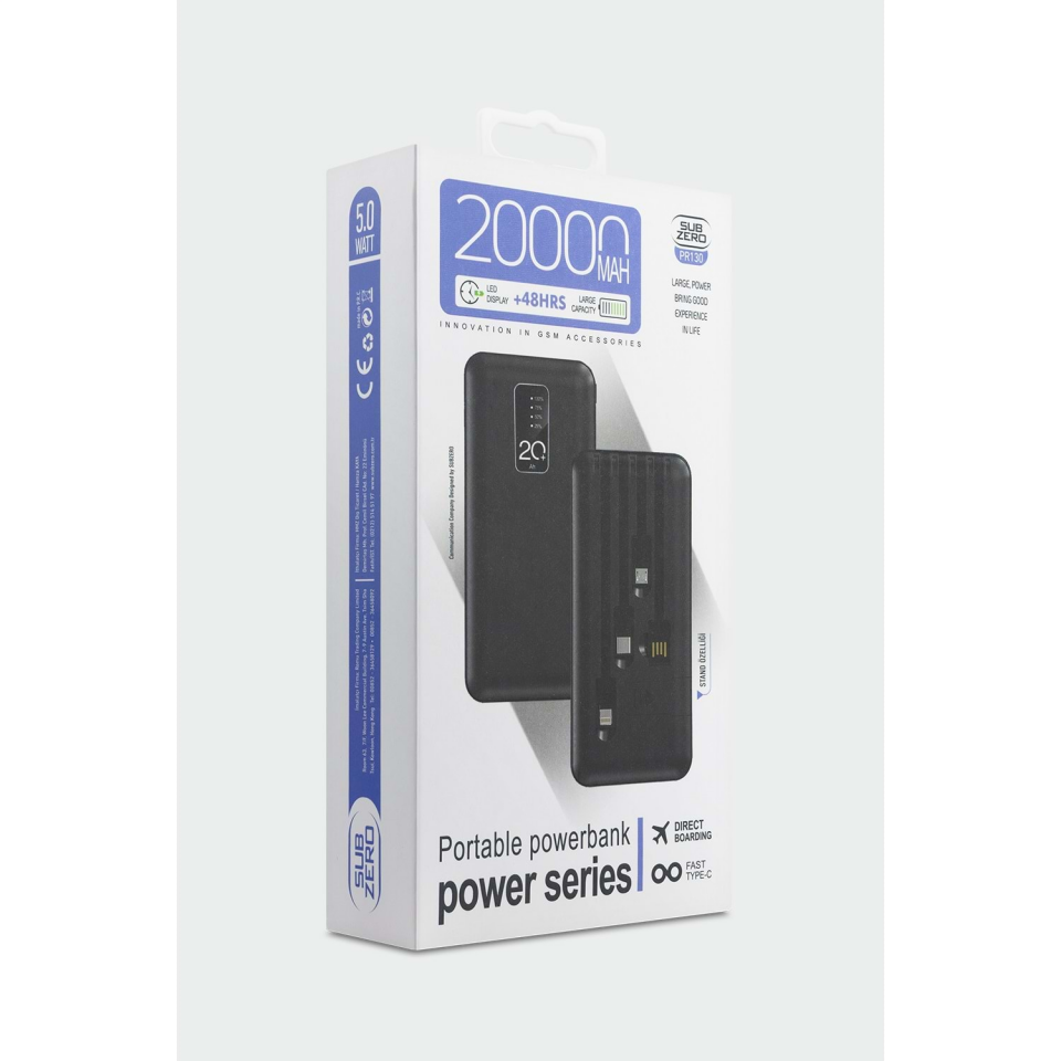Subzero PR130 20.000 Mah Kablolu Standlı Powerbank