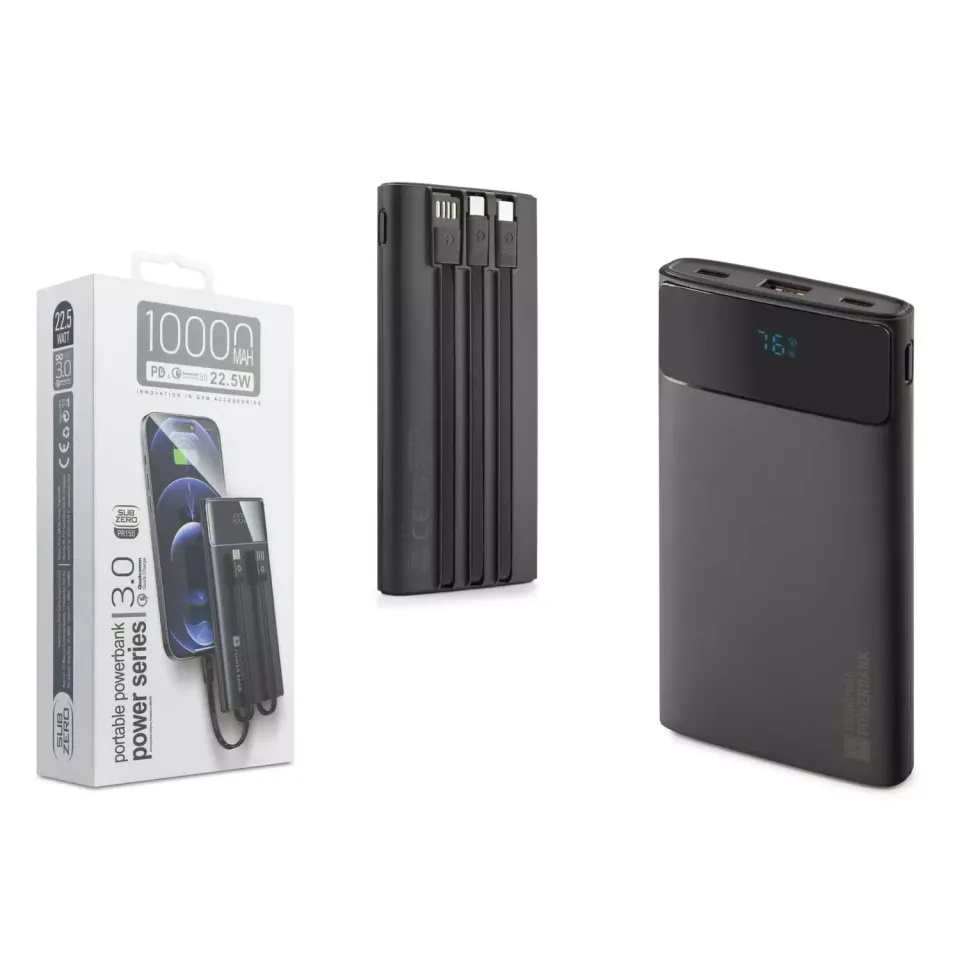 Subzero PR150 10.000 Mah Kablolu Led Ekranlı 22.5W Hızlı Powerbank