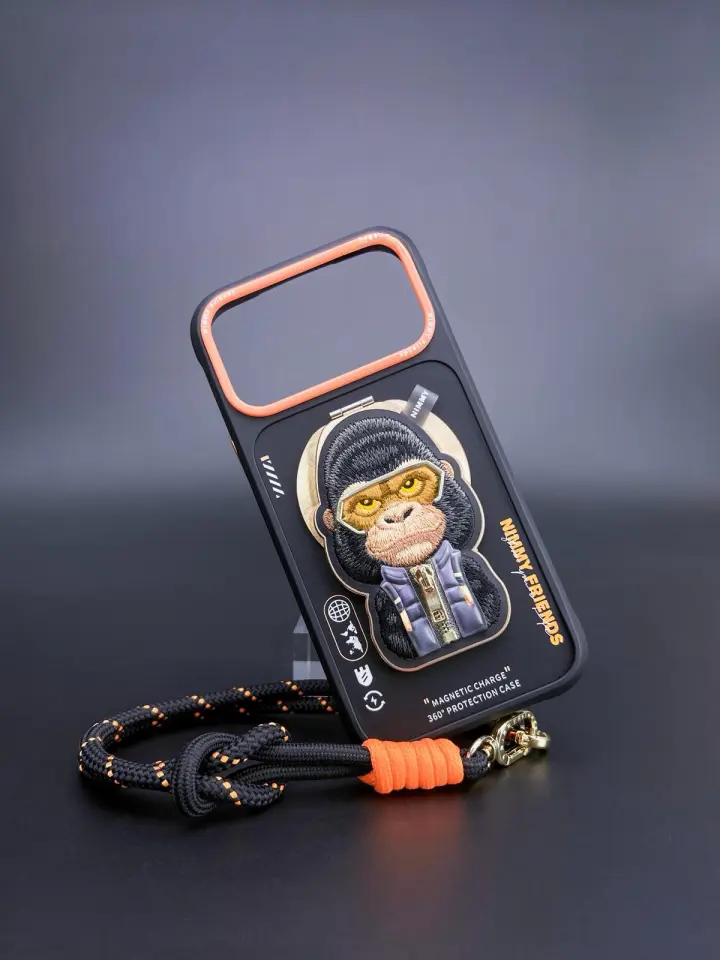 NIMMY iPhone 17 Pro Uyumlu MagSafe Özellikli Siyah Goril Aparatlı Cool And Cute 2.0 Telefon Kılıfı