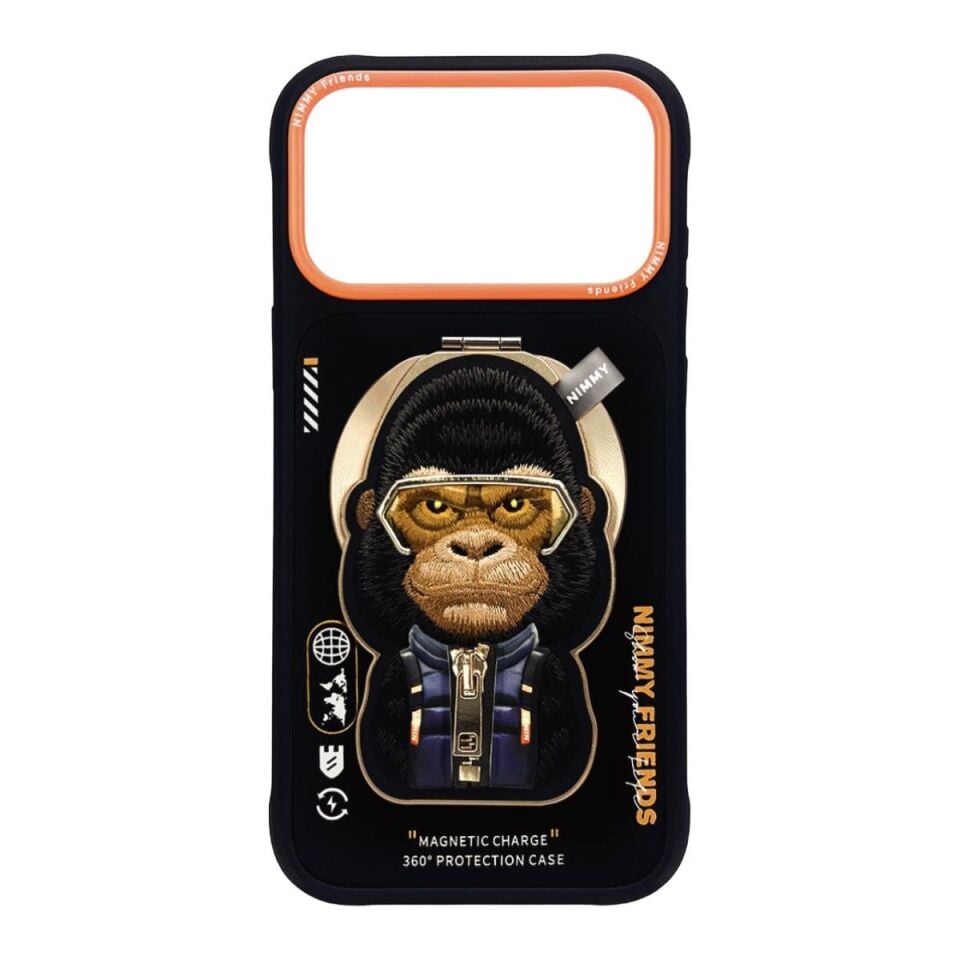 NIMMY iPhone 17 Pro Uyumlu MagSafe Özellikli Siyah Goril Aparatlı Cool And Cute 2.0 Telefon Kılıfı