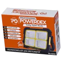 POWERDEX PD-5050 SOLAR ŞARJLI PROJEKTÖR  4000 MAH LİTYUM PİL, GÜNEŞ ENERJİLİ EL FENERİ