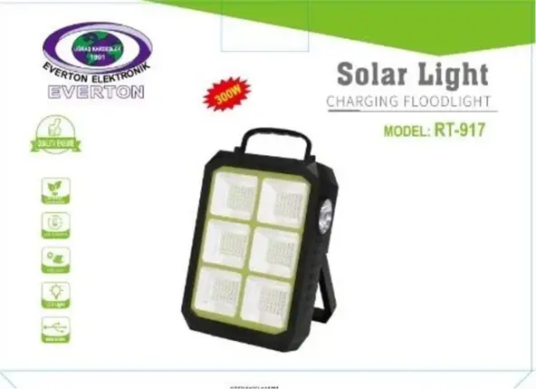 Everton RT-918 Şarjlı 100W Solar Panelli Projektör LED