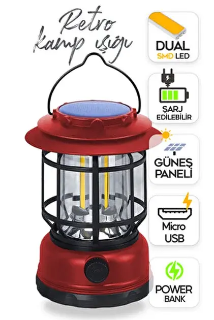 Gold Silver GS 485 nostajik ışıldak FANUS ŞARJLI EL FENERİ