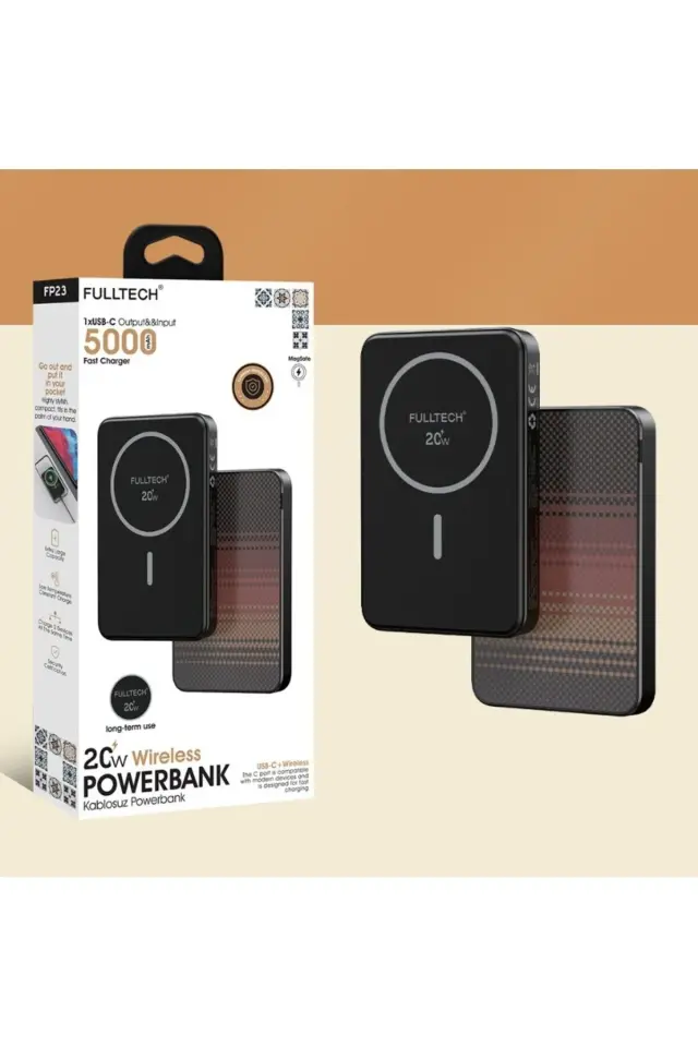 20W Hızlı Şarj Kablosuz Powerbank 10.000mAh | Type-C Giriş & Çıkış | Siyah – Taşınabilir Şarj Aleti