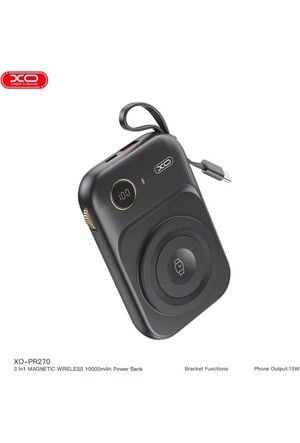 Xo PR270 22.5W Kablosuz Şarj Özellikli Dahili Type-C Kablolu 10000MAH Powerbank