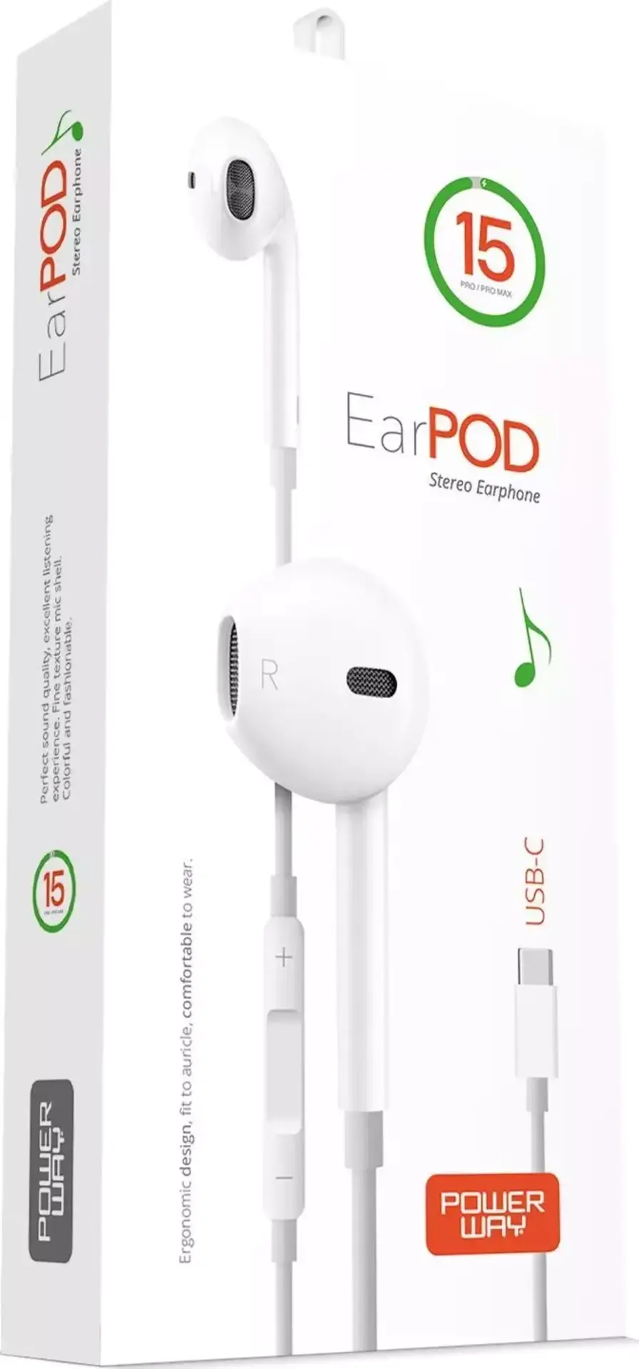 Powerway EardPod iPhone 15 Type-C Kulaklık Usb-C Tüm Cihazlar İle Uyumlu