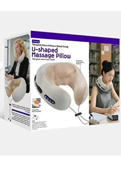 Şarjlı Masajlı Boyun Yastığı | Isıtmalı, Titreşimli, Taşınabilir USB-C 1800 mAh U-Şekli Yastık