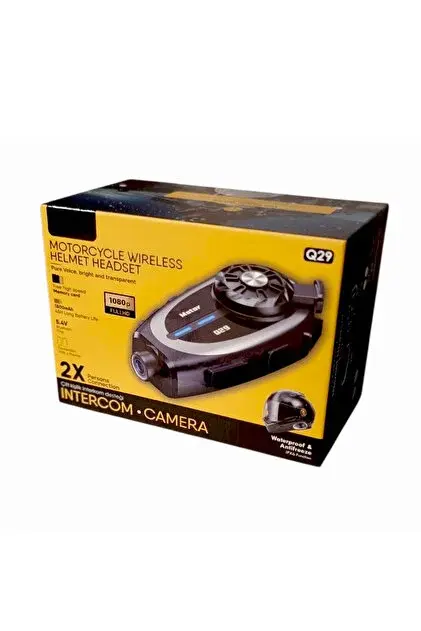 Q29 Motosiklet Kask Bluetooth Kulaklık Eşleşmeli 1080P Kamera Geniş açı Su Geçirmez Intercom