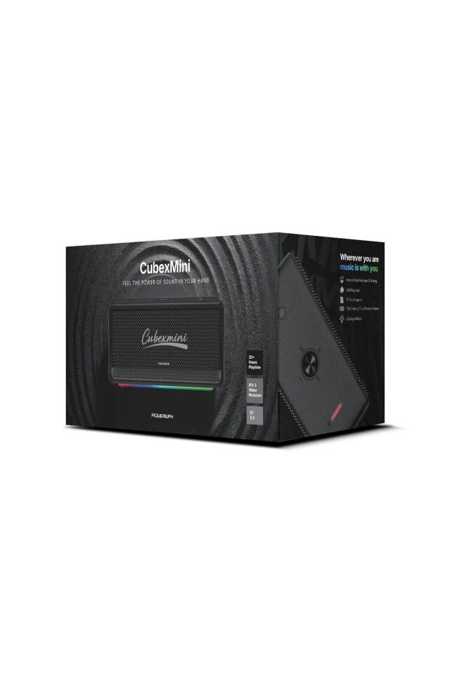 Powerway Cubex Mini Ses Taşınabilir Ses Bombası Kablosuz Bluetooth Hoparlör Speaker Yüksek Ses Çoklu Bağlantı