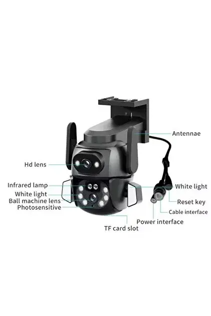 MPIA Çift Lens 360° Hareketli WiFi Waterproof Akıllı Ip Güvenlik Kamerası 3MP+3MP 128GB 4K Hafıza Kartlı