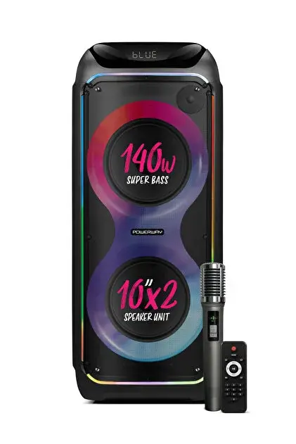 WOOFER 140W Hoparlör Gitar Saz Girişli Karaoke Parti Ses Sistemi Dijital Ekran +Bass