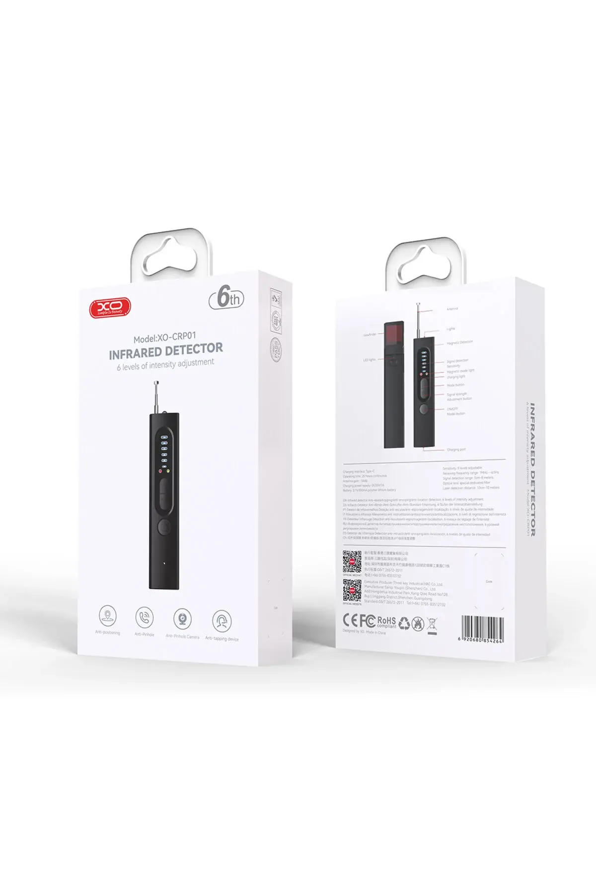 XO CRP01 Gizli Kamera Dedekötürü, Kızılötesi GPS(Konum) Takip Cihazı Tarayıcı