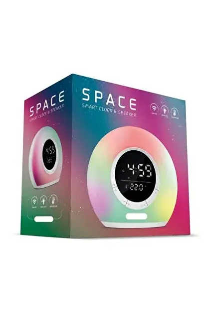 Saat Alarm Usb Aux Müzik Çalar Radyo Gece Lambası Taşınabilir Space Bluetooth Hoparlör