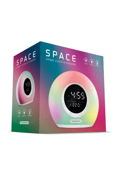 Powerway Space Saat Alarm Usb Aux Müzik Çalar Radyo Gece Lambası Taşınabilir Space Bluetooth Hoparlör