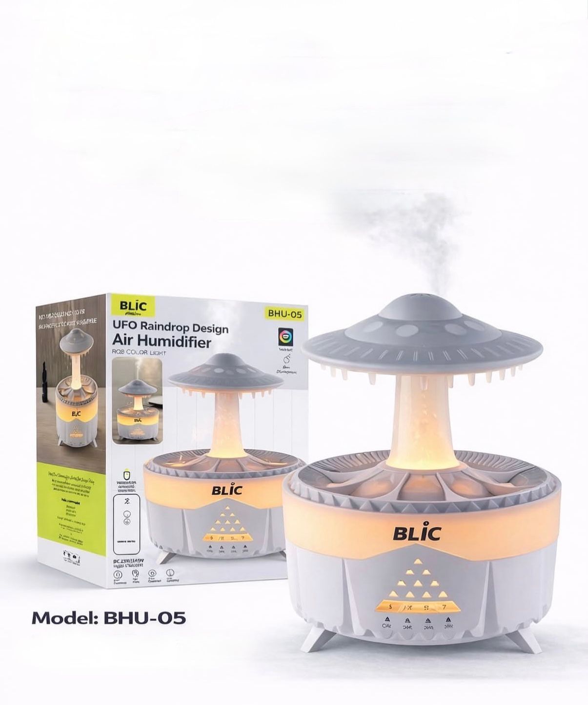 Ufo Yağmur Damlası Hava Nemlendirici 350 ml Kumandalı Zaman Ayarlı RGB Aromaterapi Nemlendirici