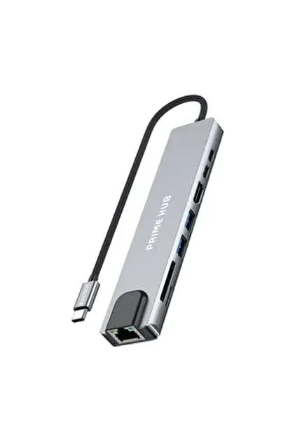 FH21 8-in-1 USB-C Çoklayıcı | 4K HDMI, 100W PD, Gigabit Ethernet, SD/TF Kart Okuyucu, 2xUSB