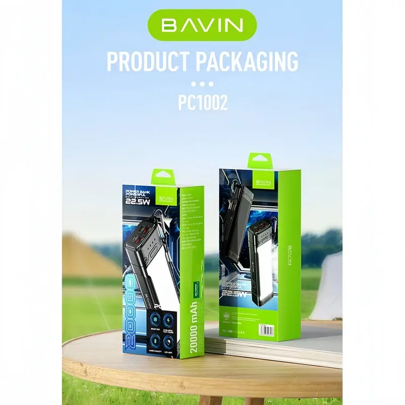 Bavin PC1002 20000mAh Şarj Type-C Micro Girişi ve 2 USB Çıkışlı LED Işıklı Powerbank