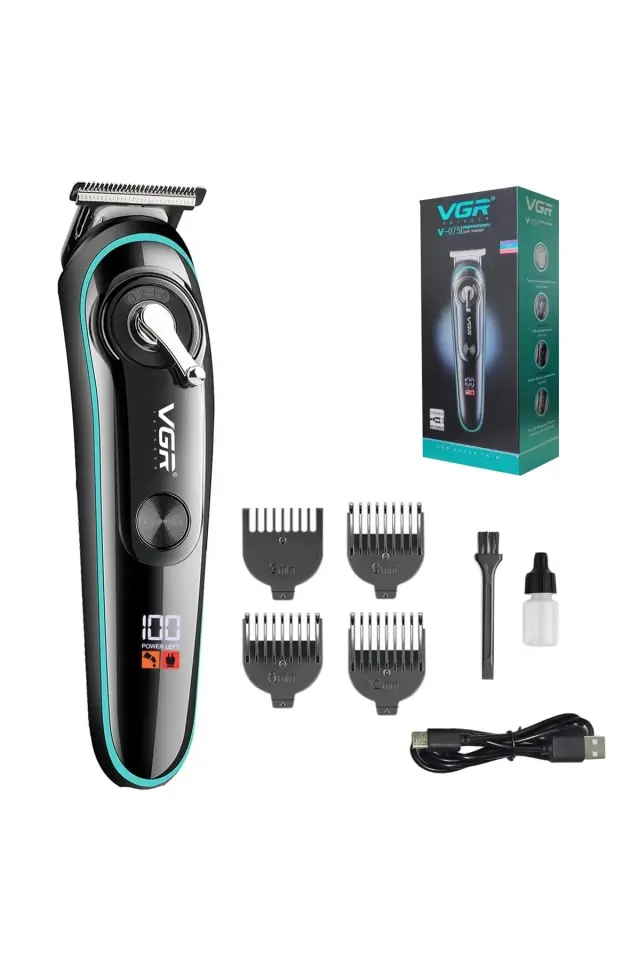 V-075 Saç Sakal Tıraş Makinesi Şarjlı Lcd Ekran Professional Tıraş Makinesi