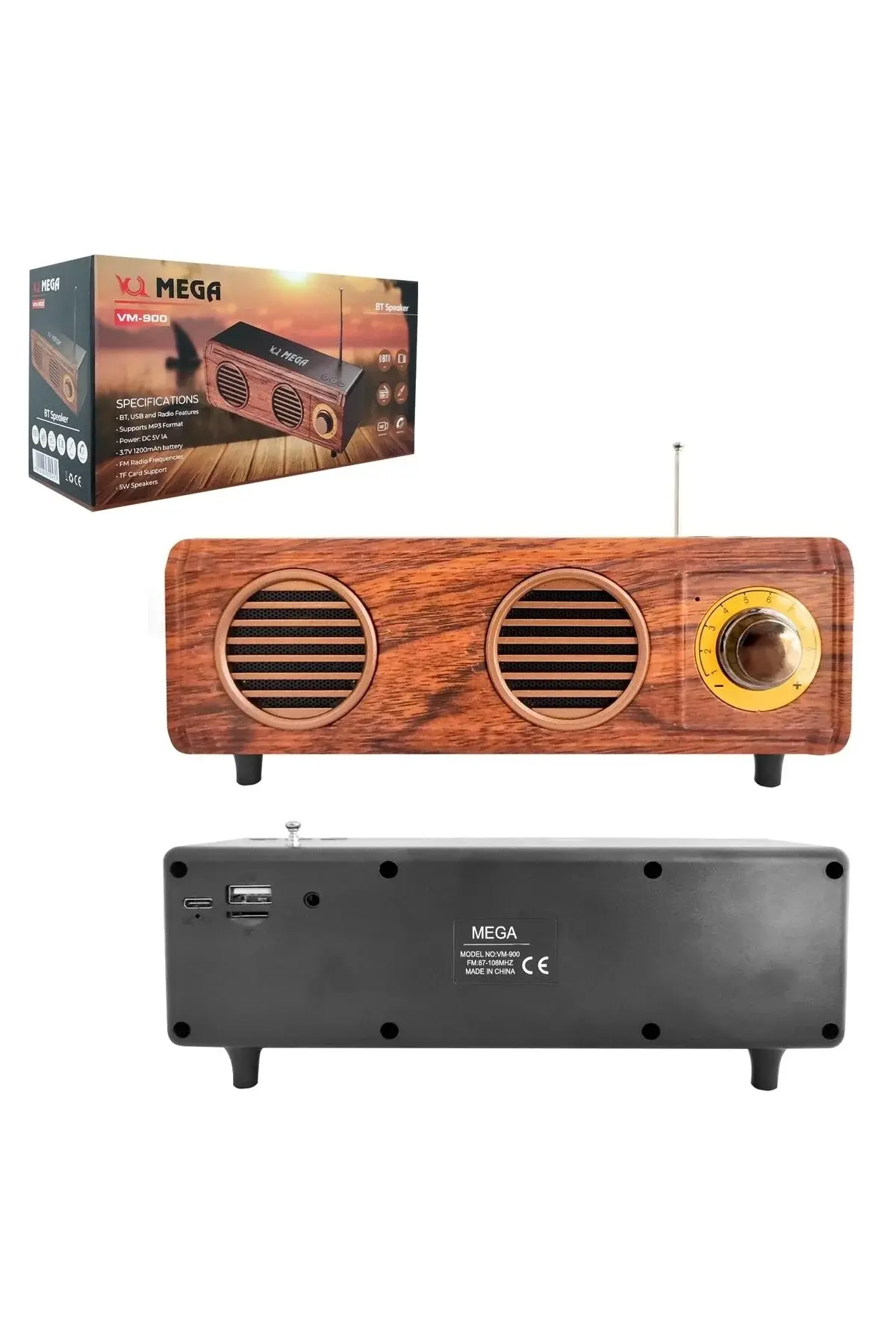 Vm-900 Müzik Kutusu Şarjlı Bluetooth Usb Sd Fm